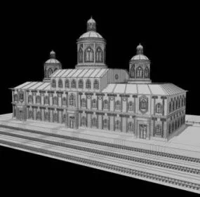 Vintage Railway Station Building 3d model