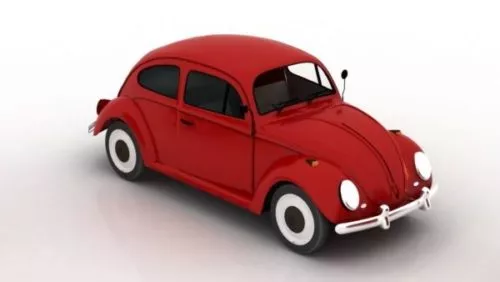 Red Beetle Vintage Car 3d model Red Beetle Vintage Car 3d model