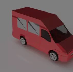 Lowpoly Red Van Vehicle 3d model