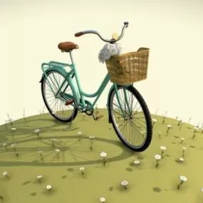 Blue Retro Bike 3d model