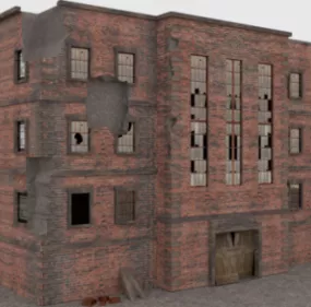 Vintage Brick Ruin Building 3d model