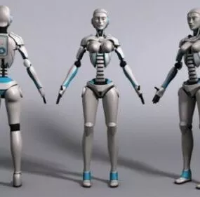 Sci-fi Robot Female Character Rigged 3d model