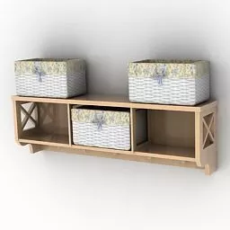 Wall Shelf With Baskets Furniture 3d model