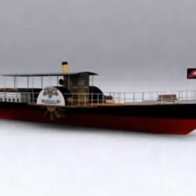 Transport Ship On River 3d model