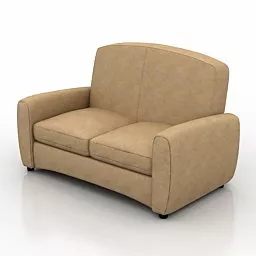 Brown Leather Loveseat Sofa 3d model