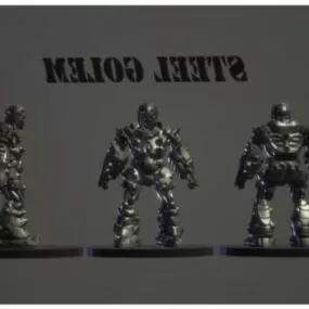 Steel Golem Game Character 3d model
