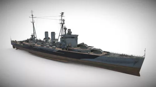 Surrey British Heavy Cruiser 3d model Surrey British Heavy Cruiser 3d model