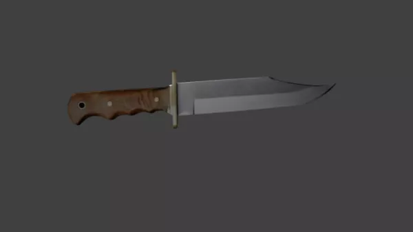 Fighter Knife With Leather Handle 3d model