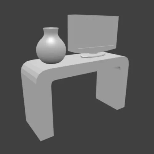 Tv On Desk Vase Decoration 3d model Tv On Desk Vase Decoration 3d model
