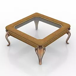 Glass Square Table Classic Legs 3d model