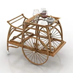 Cane Frame Table Serving 3d model
