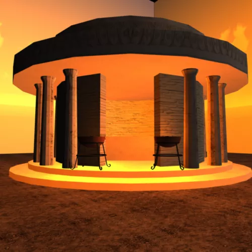 Temple Building Sphere Roof 3d model