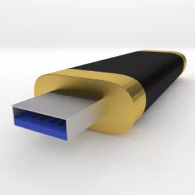 Black Yellow Usb Flash Drive 3d model