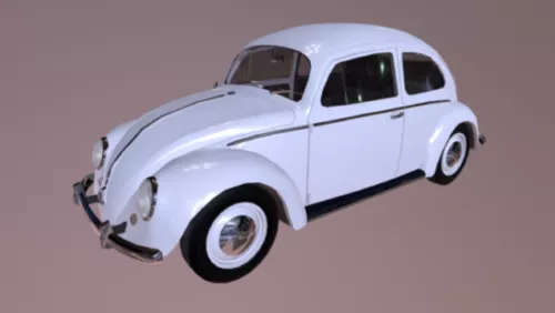 White Vw Beetle Car 3d model White Vw Beetle Car 3d model