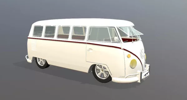 Red Volkswagen Microbus 3d model