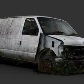Old Van With Interior 3d model