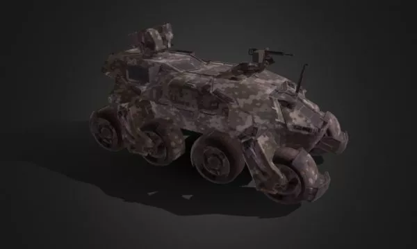 Old Vehicle With Weapon 3d model Old Vehicle With Weapon 3d model