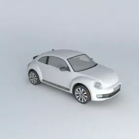 Silver Volkswagen Beetle Car 2012 3d model