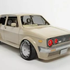 Beige Car Volkswagen Golf Gti 3d model