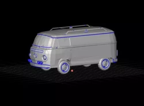 Red Volkswagen Microbus 3d model