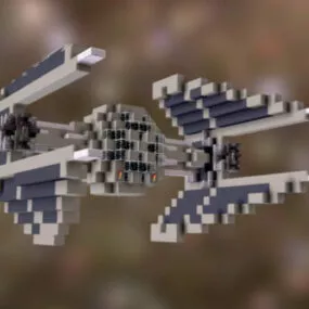 Spaceship Interceptor Voxel 3d model