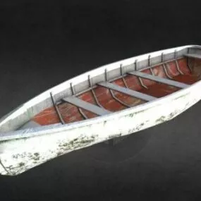 Old White Wooden Boat 3d model
