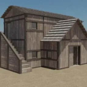 Old Wooden House Design 3d model