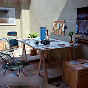 Dinning Room Simple Style Interior 3d model