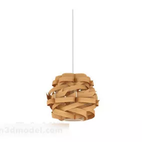 Curved Wooden Pendant Lamp 3d model