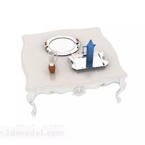 Classic Coffee Table With Table Ware 3d model