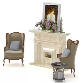 Western Style Table And Chair 3d model