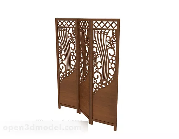 Screen Partition Wooden Louver With Painting 3d model