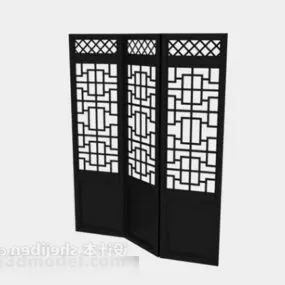 Black Wooden Screen Partition 3d model