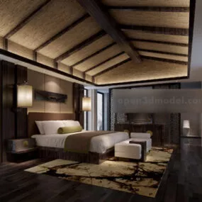 Full Bedroom With Lighting Interior 3d model