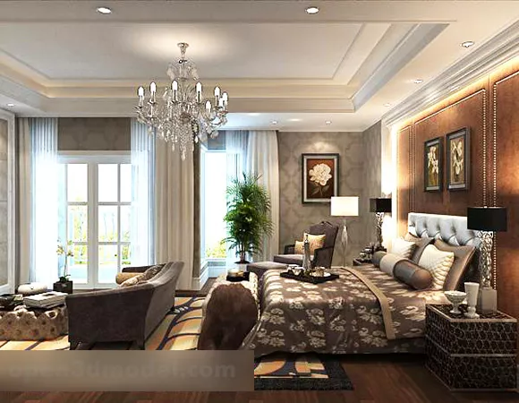 Classic European Bedroom Design Interior 3d Model - .Max, .Vray ...