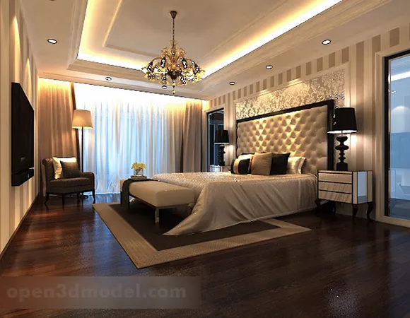 Modern European Style Bedroom Interior 3d model Modern European Style Bedroom Interior 3d model