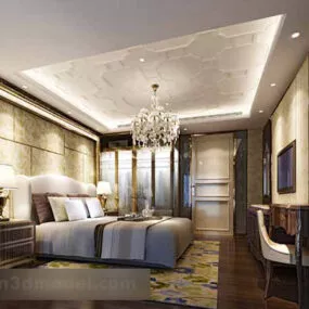 European Simple Bedroom Interior 3d model