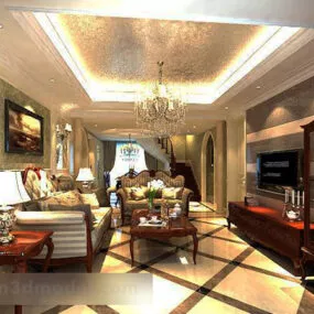 European Home Living Room Interior 3d model