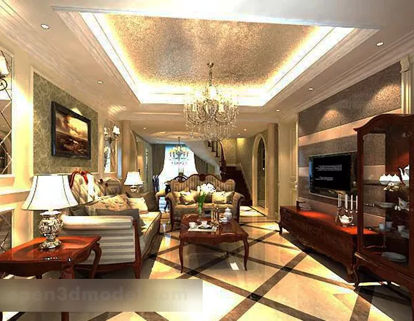 European Home Living Room Interior 3d model European Home Living Room Interior 3d model
