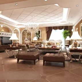 European Grand Living Room Interior 3d model