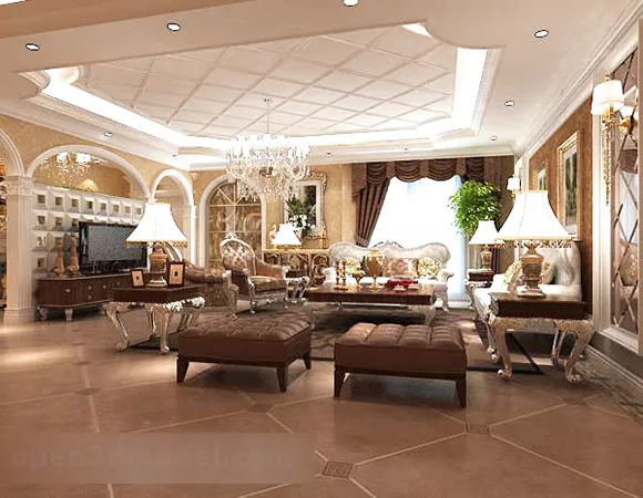 European Grand Living Room Interior 3d model European Grand Living Room Interior 3d model