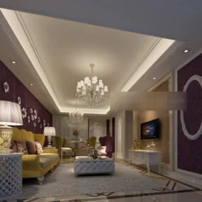 Modern Home Living Room Interior 3d model