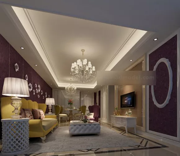 Modern Home Living Room Interior 3d model Modern Home Living Room Interior 3d model