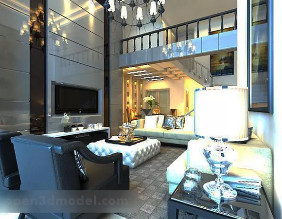 Villa Duplex Living Room Design 3d model Villa Duplex Living Room Design 3d model