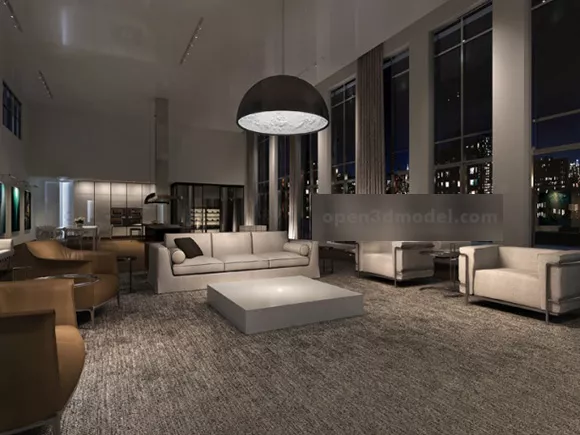 Big House Living Room Interior 3d model Big House Living Room Interior 3d model