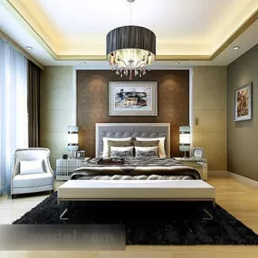 Modern Bedroom Western Style Interior 3d model