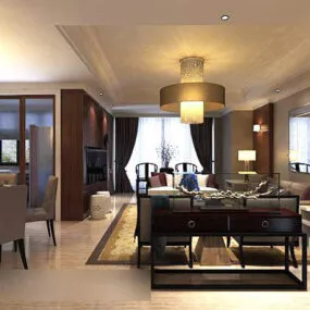 Chinese Style Living Room Interior 3d model
