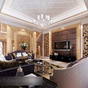 European Style Living Room Interior 3d model