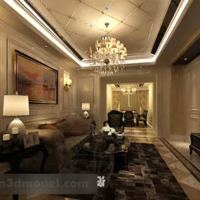 Interior European Living Room Ceiling 3d model