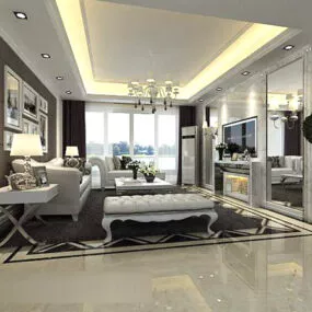 Interior European Living Room 3d model